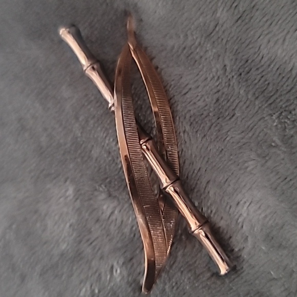 Vintage Renoir Matisse CopperEnamel Brooch, MCM BambooAsian Style Pin - Picture 1 of 3